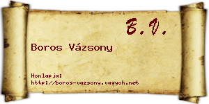Boros Vázsony névjegykártya